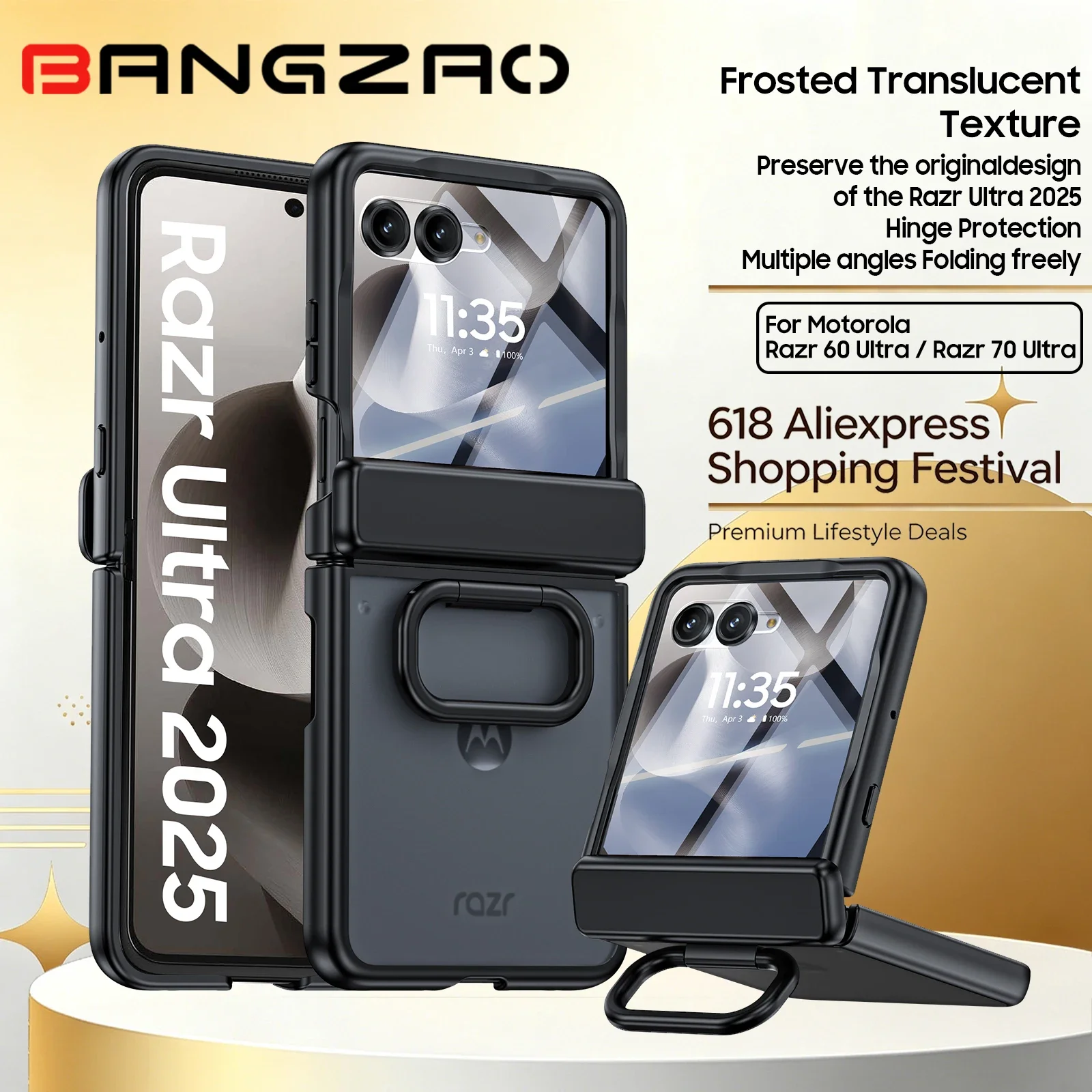 618 Deals! For Motorola Razr 60 Ultra/70 Ultra Case,Military Grade Drop Proof,Built-in 180°Rotation Ring,Lens&Screen Guard-Black
618 Deals! For Motorola Razr 60 Ultra/70 Ultra Case,Military Grade Drop Proof,Built-in 180°Rotation Ring,Lens&Screen Guard-Black