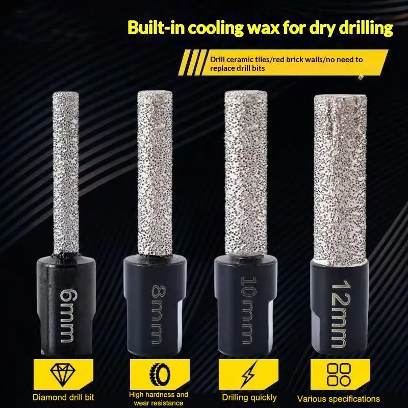 1/4Pcs Diamond Core Drill Bit Set 4 Sizes Dry Drilling No Water Needed For Tile Glass Marble Granite
1/4Pcs Diamond Core Drill Bit Set 4 Sizes Dry Drilling No Water Needed For Tile Glass Marble Granite