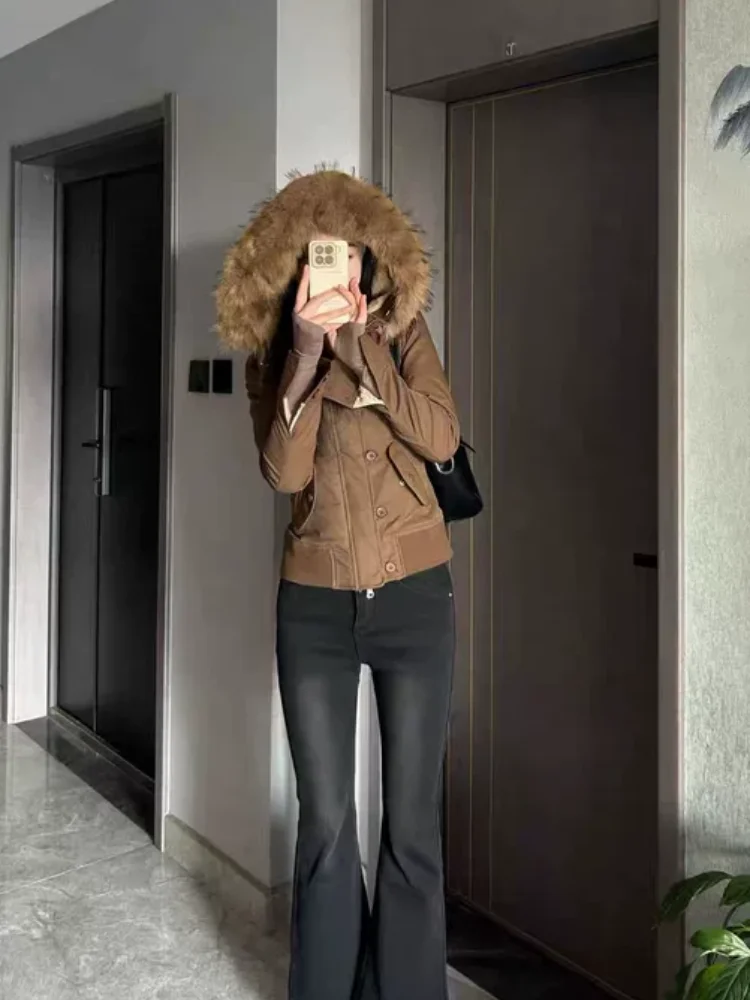 Модная верхняя одежда Коричневые куртки Женское пальто Slim Fit Винтажный меховой воротник Kpop Femme Одежда на молнии Harajuku Y2k Топы High Street 
Модная верхняя одежда Коричневые куртки Женское пальто Slim Fit Винтажный меховой воротник Kpop Femme Одежда на молнии Harajuku Y2k Топы High Street