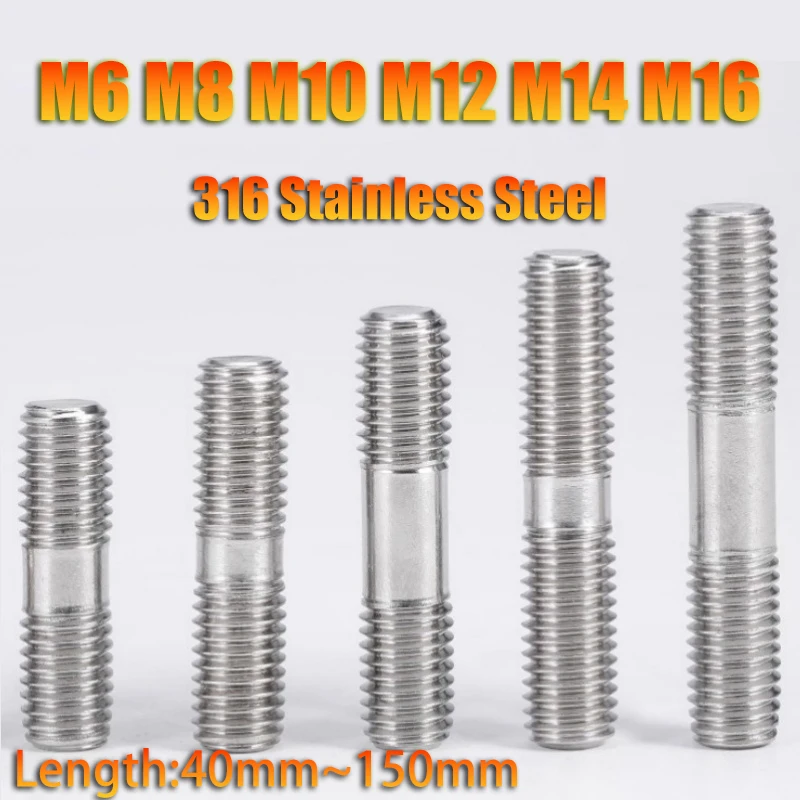 Double End Thread Rod Stud Bolts M6 M8 M10 M12 M14 M16 316 Stainless Steel Screws Rod Tooth Stick Headless Stud Bolts 40~100mm
Double End Thread Rod Stud Bolts M6 M8 M10 M12 M14 M16 316 Stainless Steel Screws Rod Tooth Stick Headless Stud Bolts 40~100mm