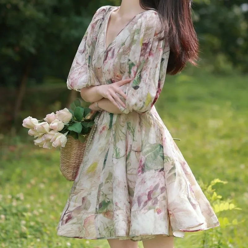 Summer Pullover V-Neck Plant&Flowers Printing Half Sleeve Women's Clothing A-Line Knee Skirts Ball Gown Sweet Vintage Dresses
Summer Pullover V-Neck Plant&Flowers Printing Half Sleeve Women's Clothing A-Line Knee Skirts Ball Gown Sweet Vintage Dresses