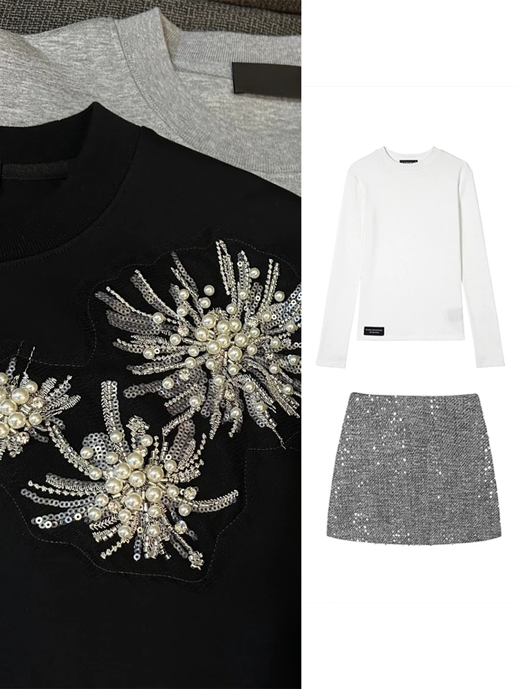 Spring Autumn Korean Style Women's Fashion Set High-End Feeling Floral Embellished Sweatshirt T-Shirt Short Skirt Three-Piece...
Spring Autumn Korean Style Women's Fashion Set High-End Feeling Floral Embellished Sweatshirt T-Shirt Short Skirt Three-Piece...