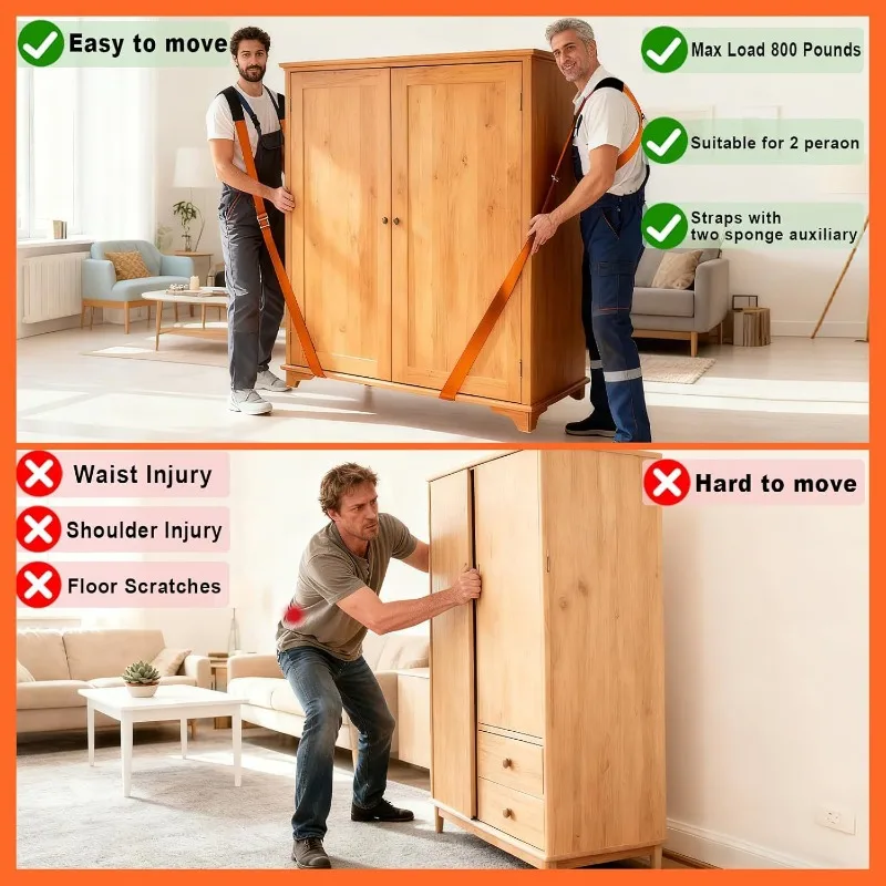 Double Person Furniture Moving Straps, Heavy Duty Lifting Harness for Refrigerator & Bulky Items, Portable Moving Carry Tool Rop
Double Person Furniture Moving Straps, Heavy Duty Lifting Harness for Refrigerator & Bulky Items, Portable Moving Carry Tool Rop