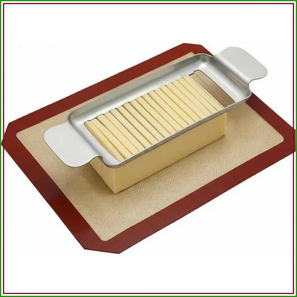 Butter Slicer Cutter, Cheese Cutters for Block Cheese, Butter Slicer with Silicone Baking Mat Kit for Butter Squares, Stainless Steel Cutter
Butter Slicer Cutter, Cheese Cutters for Block Cheese, Butter Slicer with Silicone Baking Mat Kit for Butter Squares, Stainless Steel Cutter