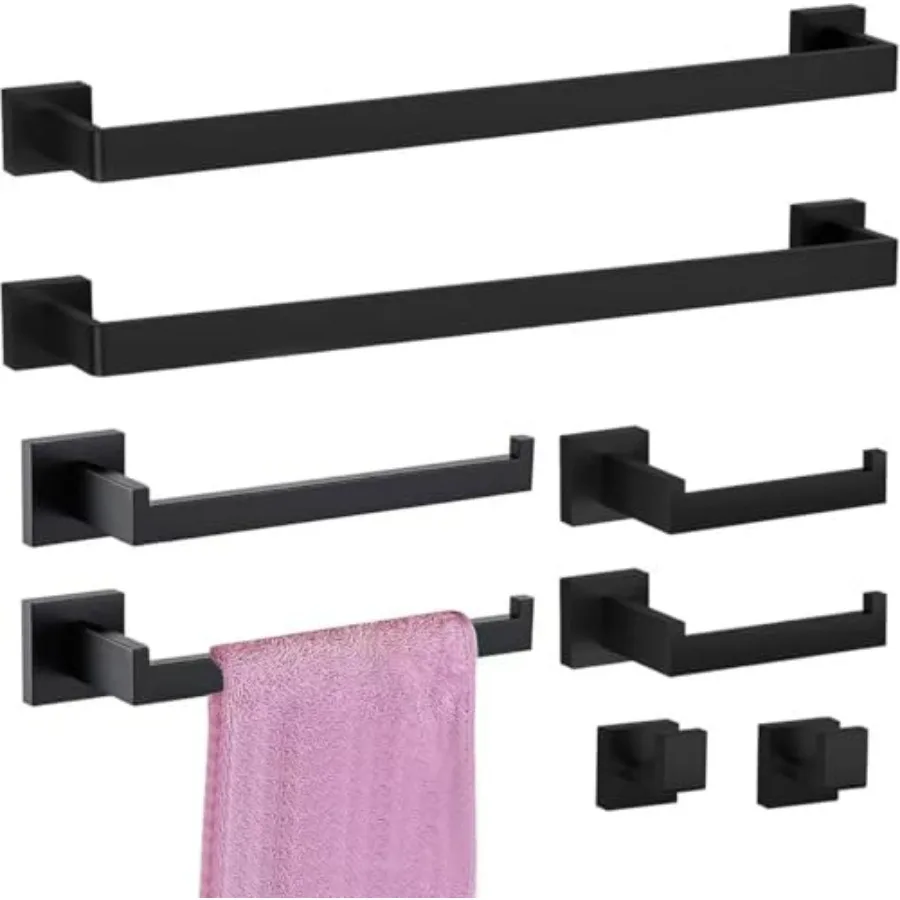 Bathroom accessories set for wall-mounted use, stainless steel material, matte black color, rust-resistant and modern minimalis
Bathroom accessories set for wall-mounted use, stainless steel material, matte black color, rust-resistant and modern minimalis