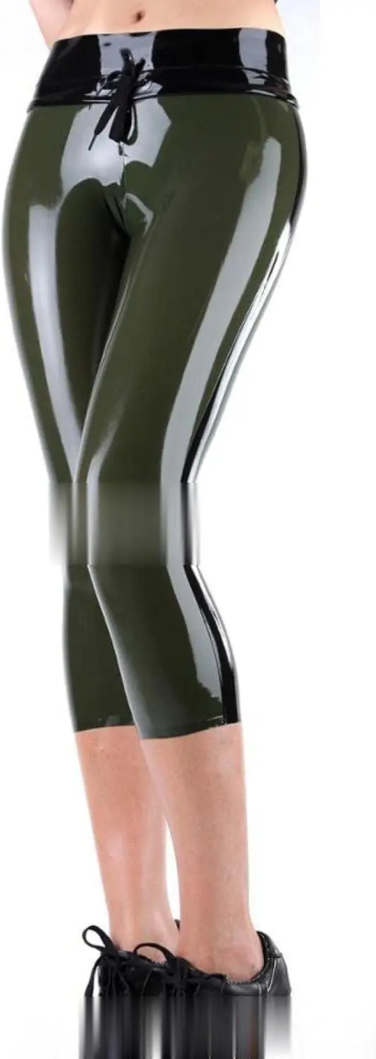 Latex Leggings with Stripes Lacing At Front Rubber Calf Length Pants
Latex Leggings with Stripes Lacing At Front Rubber Calf Length Pants