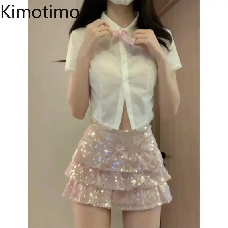 Kimotimo Pink Sequins Cake Mini Skirt Women Kawaii Bow Dropped Waist Slim Fit A-line Ruffled Skirts Y2k Sweet Faldas Streetwear
Kimotimo Pink Sequins Cake Mini Skirt Women Kawaii Bow Dropped Waist Slim Fit A-line Ruffled Skirts Y2k Sweet Faldas Streetwear