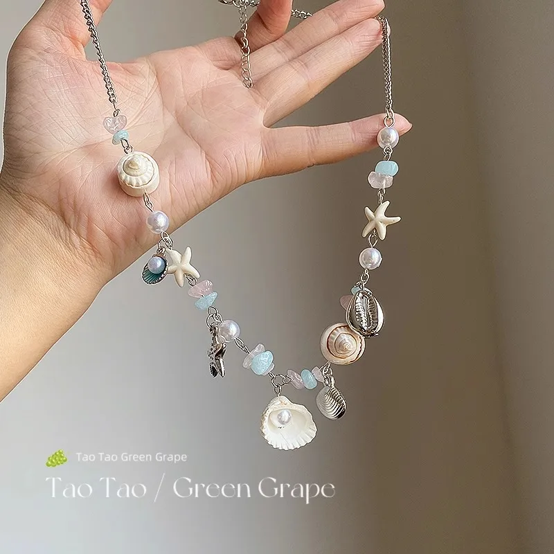 Sea Star Shell Colored Beaded Necklace Women's Seaside Vacation Style Clavicle Chain Summer Sweet Cool Accessories
Sea Star Shell Colored Beaded Necklace Women's Seaside Vacation Style Clavicle Chain Summer Sweet Cool Accessories