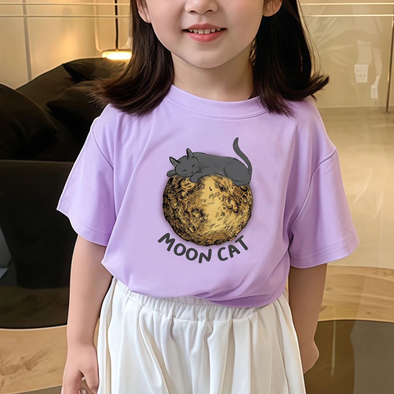 Детская удобная футболка из 100% хлопка с принтом Moon Cats, футболка с круглым вырезом и короткими рукавами для активного отдыха
Детская удобная футболка из 100% хлопка с принтом Moon Cats, футболка с круглым вырезом и короткими рукавами для активного отдыха