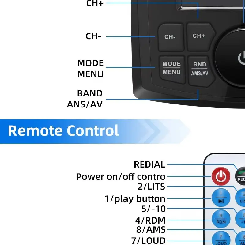 Marine Radio MP5 Boat Radio Stereo 3inch Display Media Video Player Waterproof Bluetooth-compatible AUX AM FM RDS for ATV UTV
Marine Radio MP5 Boat Radio Stereo 3inch Display Media Video Player Waterproof Bluetooth-compatible AUX AM FM RDS for ATV UTV