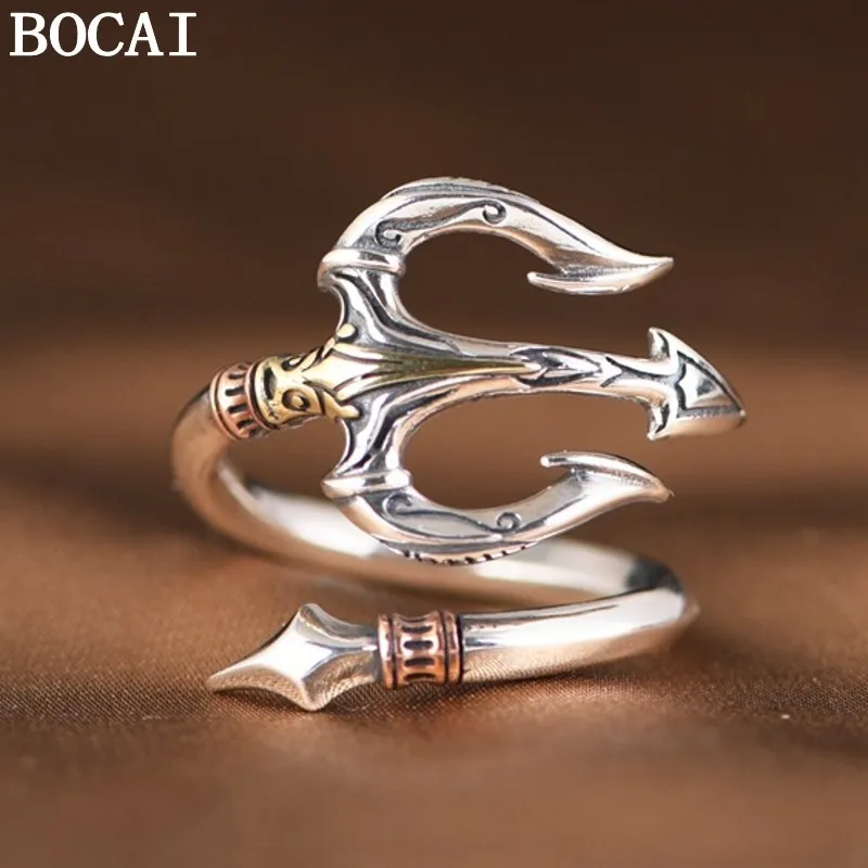 BOCAI New S925 Silver Retro Personalized Trendy Cold Fork Adjustable Ring Gift for Men and Women
BOCAI New S925 Silver Retro Personalized Trendy Cold Fork Adjustable Ring Gift for Men and Women