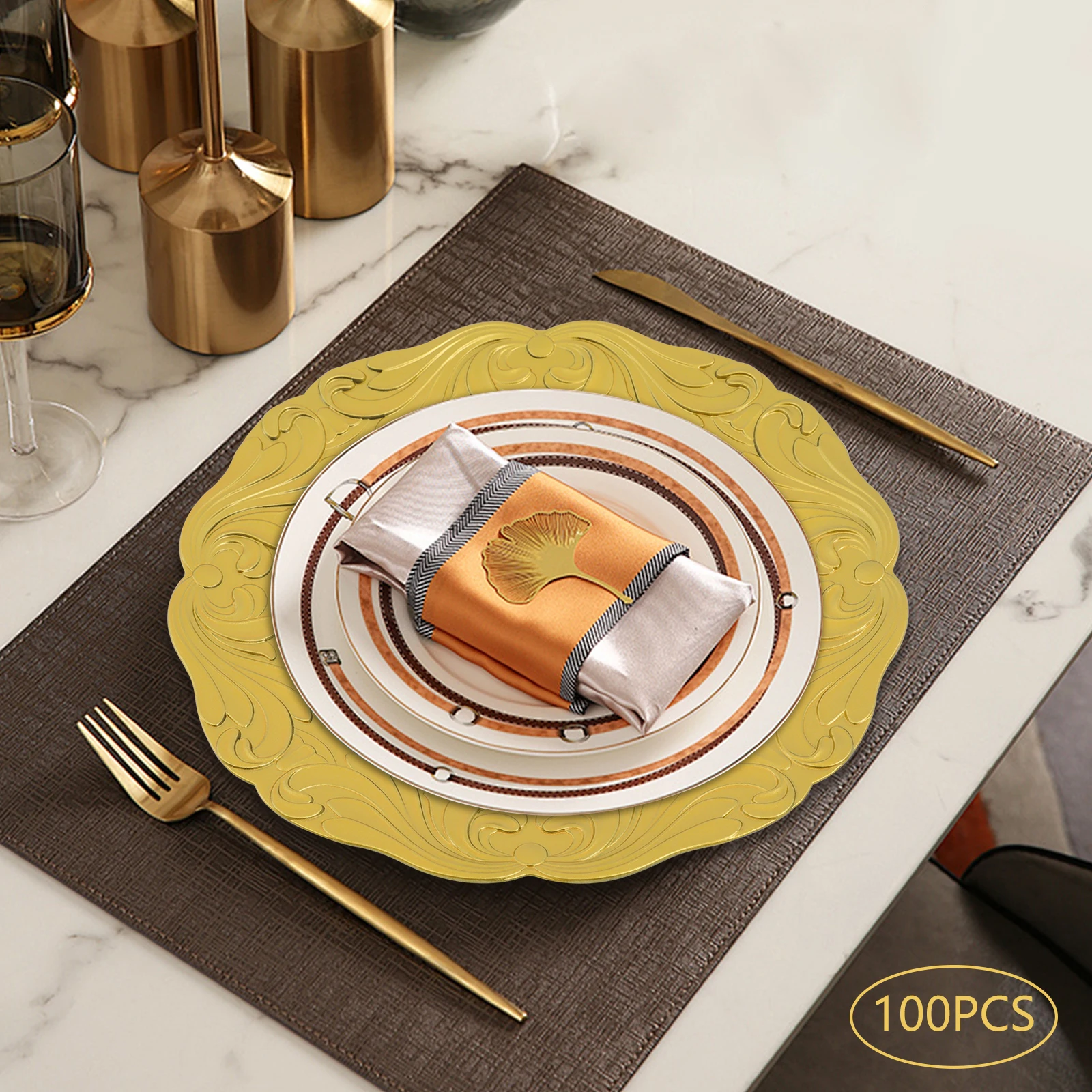 100Pcs Antique Charger Plates Decorative Plate for Table Dinner Kitchen Party
100Pcs Antique Charger Plates Decorative Plate for Table Dinner Kitchen Party