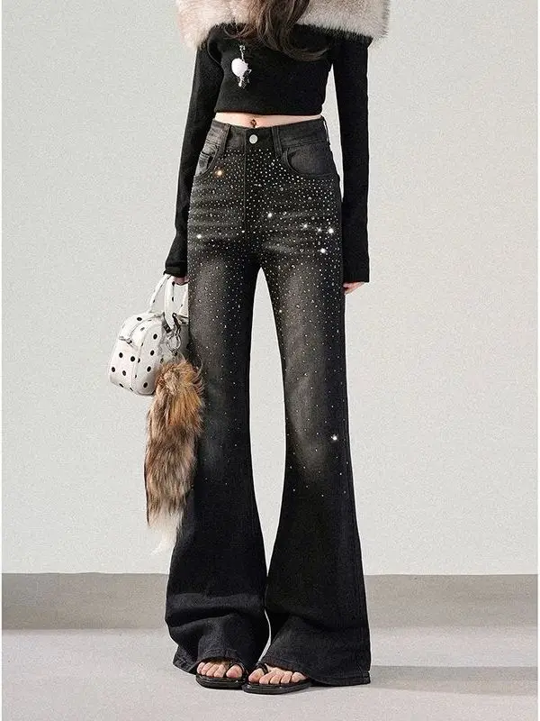 Retro American Rhinestone Flared Jeans Women's High Waist Elastic Slimming Bell Bottoms Casual Cotton Polyester Spandex Blend
Retro American Rhinestone Flared Jeans Women's High Waist Elastic Slimming Bell Bottoms Casual Cotton Polyester Spandex Blend