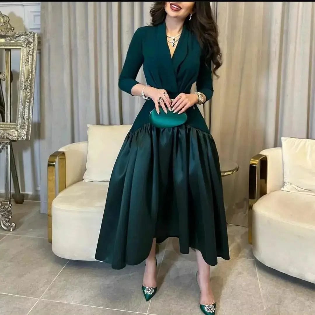 Meetlove Customized A Line Saudi Arabic Evening Dresses Long Sleeve Spandex Satin Tea Length Elegant Dubai Party Dress Prom Gown
Meetlove Customized A Line Saudi Arabic Evening Dresses Long Sleeve Spandex Satin Tea Length Elegant Dubai Party Dress Prom Gown