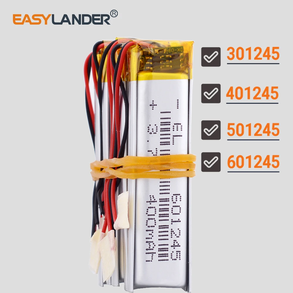 5 шт./лот 601245 400 мАч литий-полимерный аккумулятор Lipo 401245 501245 451245 551245 651245 
5 шт./лот 601245 400 мАч литий-полимерный аккумулятор Lipo 401245 501245 451245 551245 651245