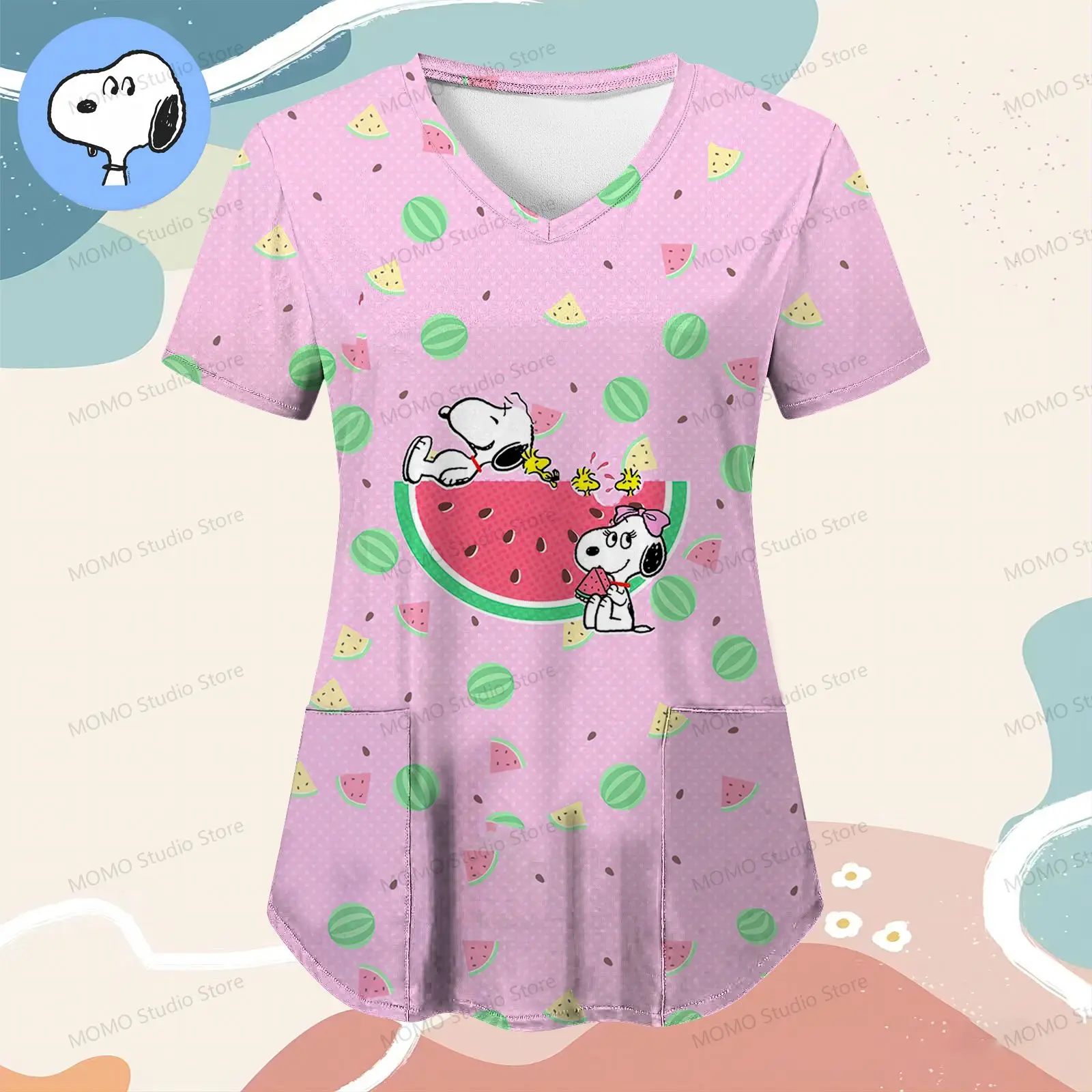 Women's Nurse Uniform T-Shirt 3D Print Snoopy Short Sleeve S-2XL 2024 Hot Sale Y2k Summer Anime Tops V Neck Pocket Lovely Kawaii
Women's Nurse Uniform T-Shirt 3D Print Snoopy Short Sleeve S-2XL 2024 Hot Sale Y2k Summer Anime Tops V Neck Pocket Lovely Kawaii