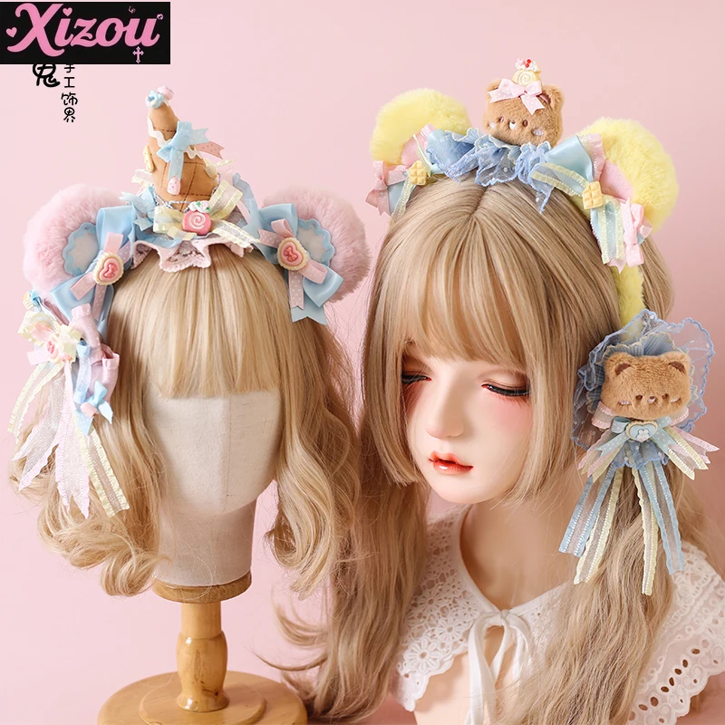 Kawaii Japanese Original Lolita Celebration Soft Girl Cute Sweet Bear Ear Headband Headband Headgear Pink Blue Bow KC Hairpin
Kawaii Japanese Original Lolita Celebration Soft Girl Cute Sweet Bear Ear Headband Headband Headgear Pink Blue Bow KC Hairpin