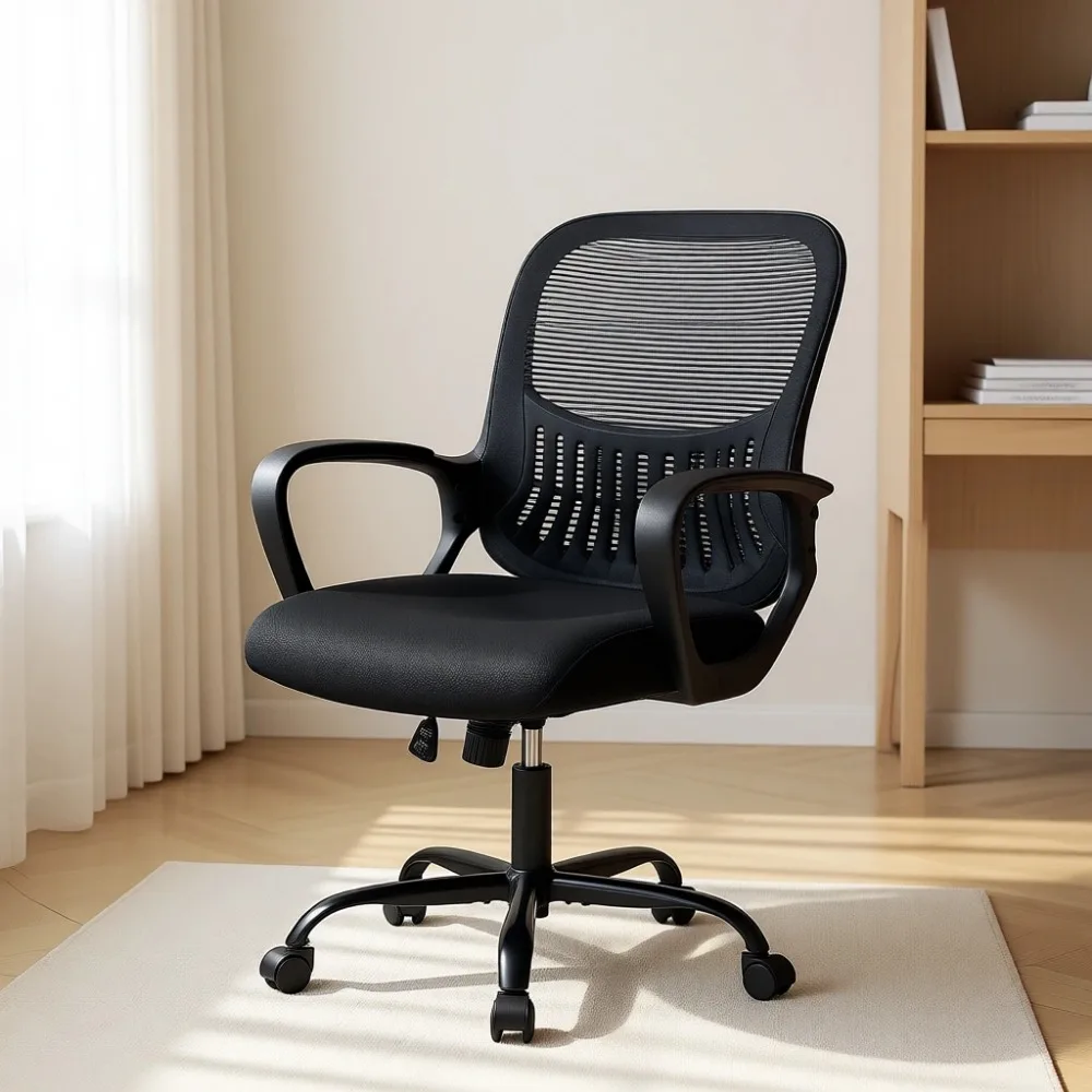 Ergonomic Mid-Back Mesh Desk Chair with Wheels Lumbar Support and Armrests for Home Bedroom Study
Ergonomic Mid-Back Mesh Desk Chair with Wheels Lumbar Support and Armrests for Home Bedroom Study