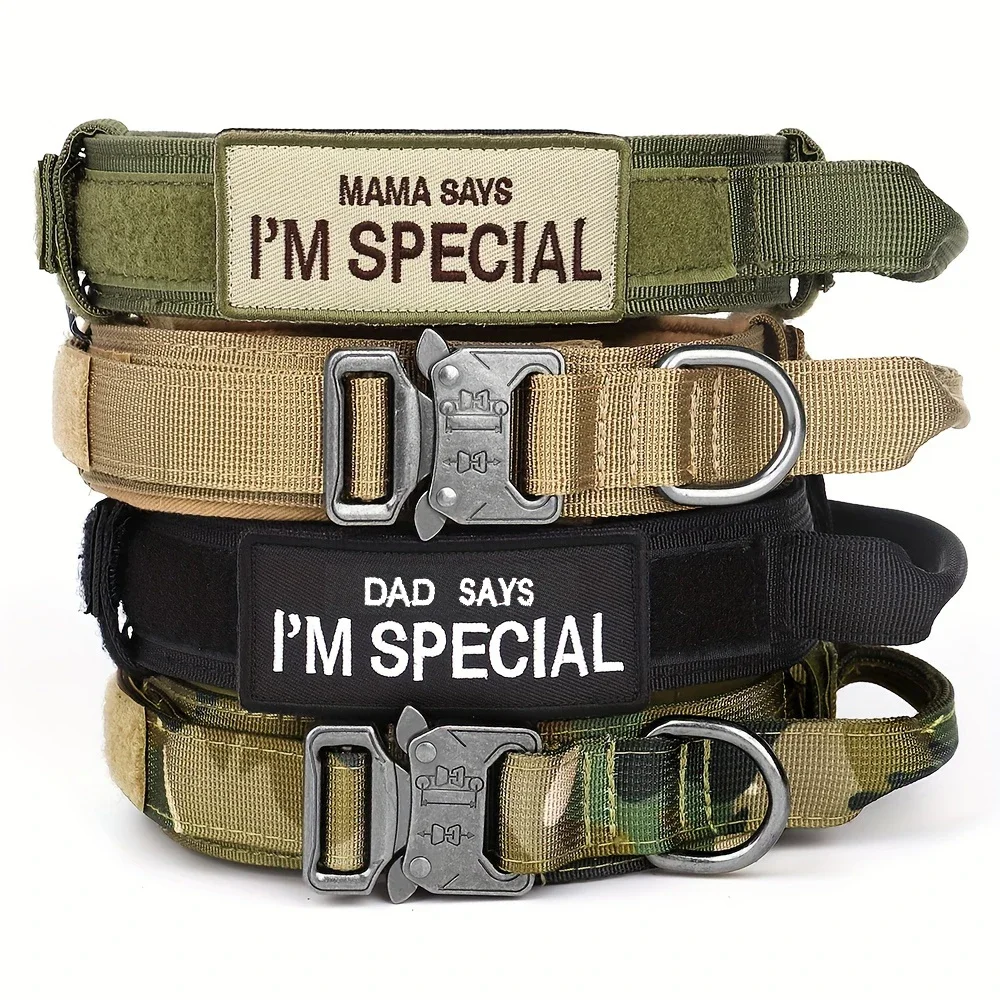 Heavy Duty Tactical Dog Collars with Handle Military Collar with Patch Outdoor Training and Walking for Medium and Large Dogs
Heavy Duty Tactical Dog Collars with Handle Military Collar with Patch Outdoor Training and Walking for Medium and Large Dogs