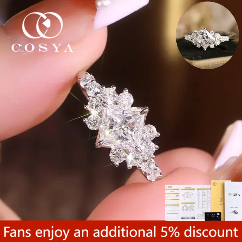 COSYA 2CT кольцо с муассанитом огранки принцессы для женщин GRA сертифицированный D цвет VVS1 стерлингового серебра 925 пробы обручальное кольцо ювелирные изделия
COSYA 2CT кольцо с муассанитом огранки принцессы для женщин GRA сертифицированный D цвет VVS1 стерлингового серебра 925 пробы обручальное кольцо ювелирные изделия