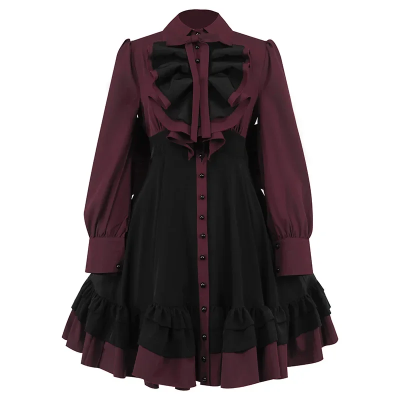 Women Medieval Vintage Lolita Dres Gothic Long Sleeves Ruffle Dress Classic Renaissance Bow Knot Buttons Wrinkle Sweet Dress
Women Medieval Vintage Lolita Dres Gothic Long Sleeves Ruffle Dress Classic Renaissance Bow Knot Buttons Wrinkle Sweet Dress