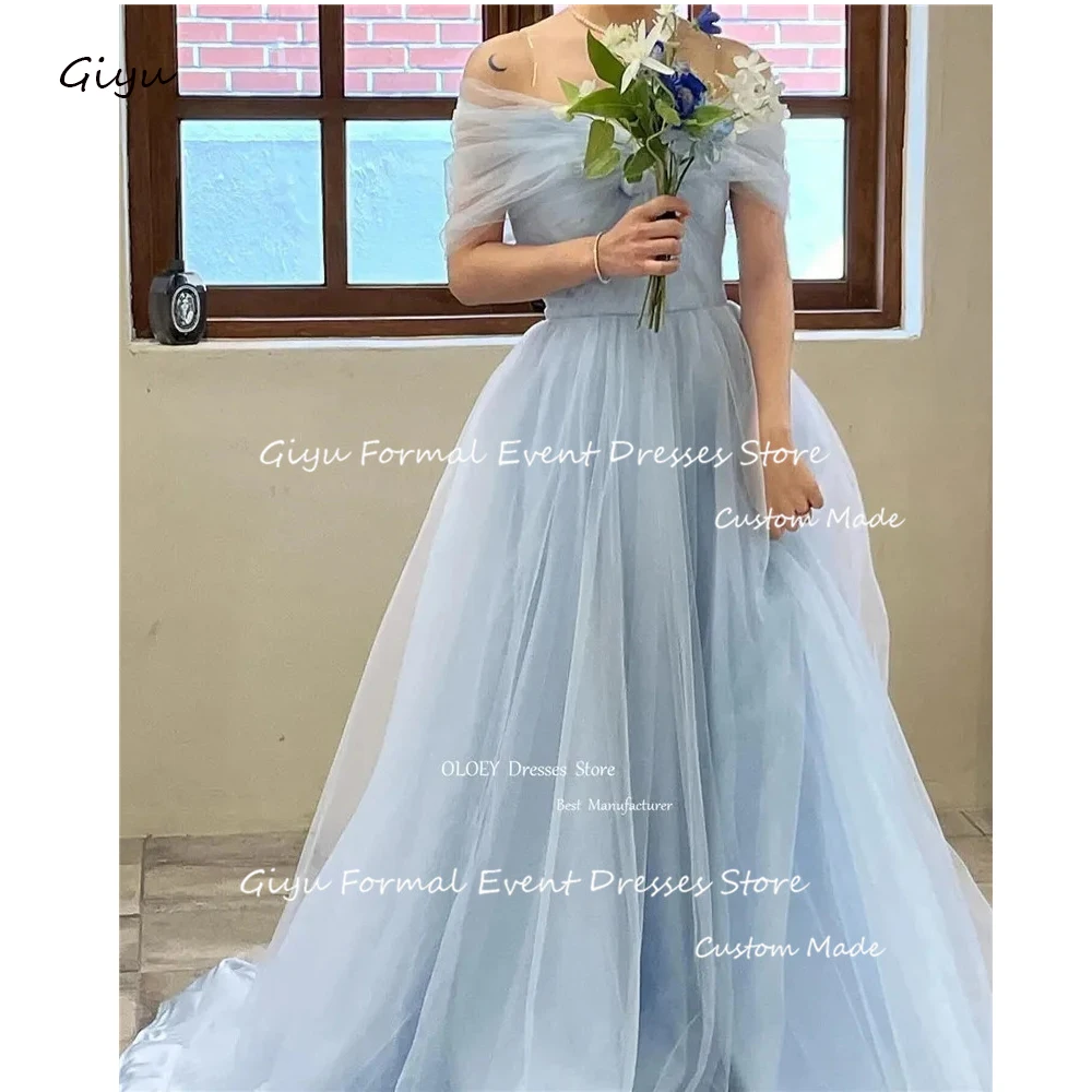 Giyu Elegant Light Blue Evening Dresses Korea Wedding Photoshoot Off Shoulder Tulle Corset Back Formal Occasion Dress
Giyu Elegant Light Blue Evening Dresses Korea Wedding Photoshoot Off Shoulder Tulle Corset Back Formal Occasion Dress