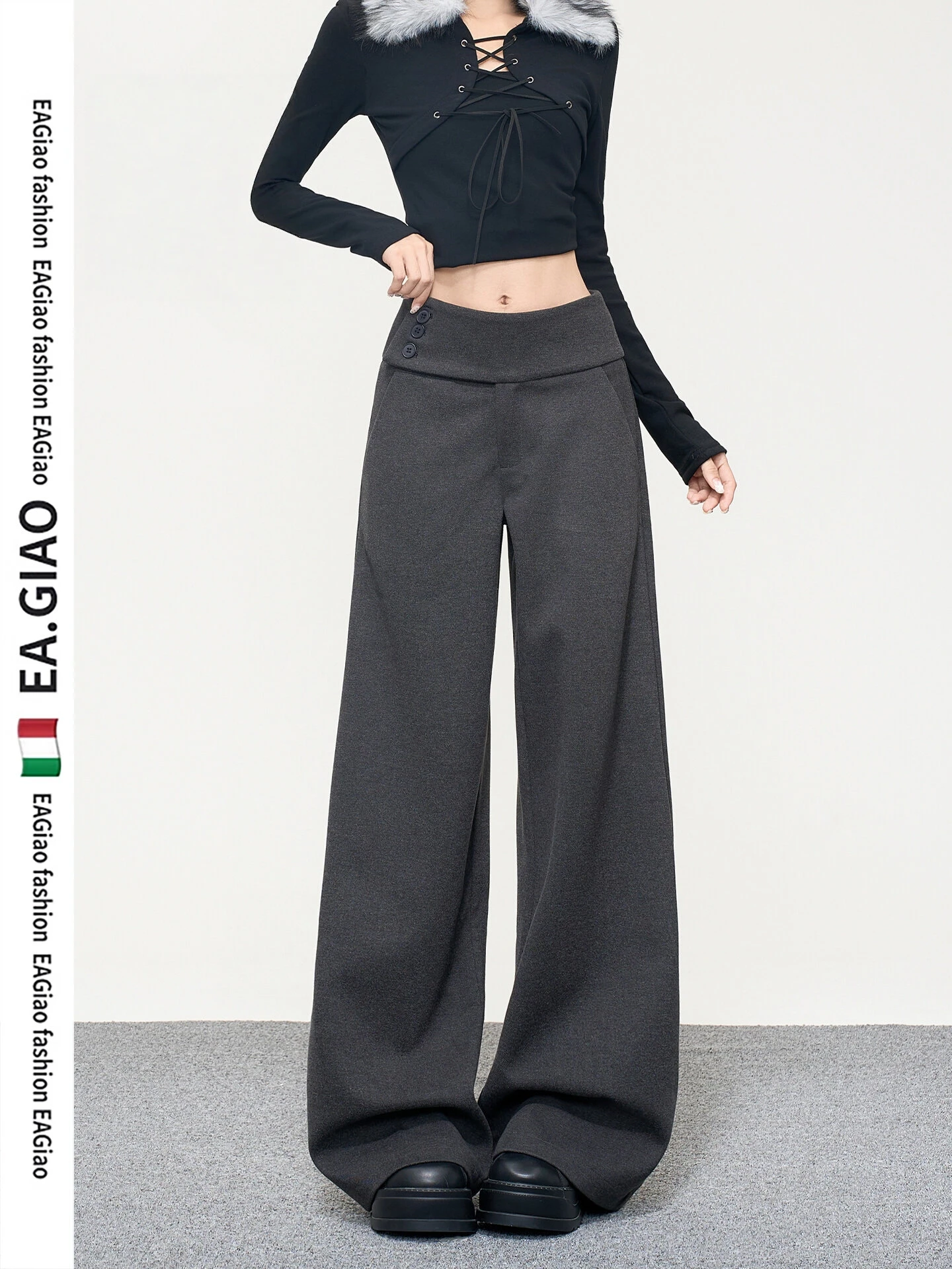 Deep ey Woolen Wide Leg Pants Women's High Waist Drapey Slimming Loose Design Casual Trousers Autumn Winter Faion
Deep ey Woolen Wide Leg Pants Women's High Waist Drapey Slimming Loose Design Casual Trousers Autumn Winter Faion
