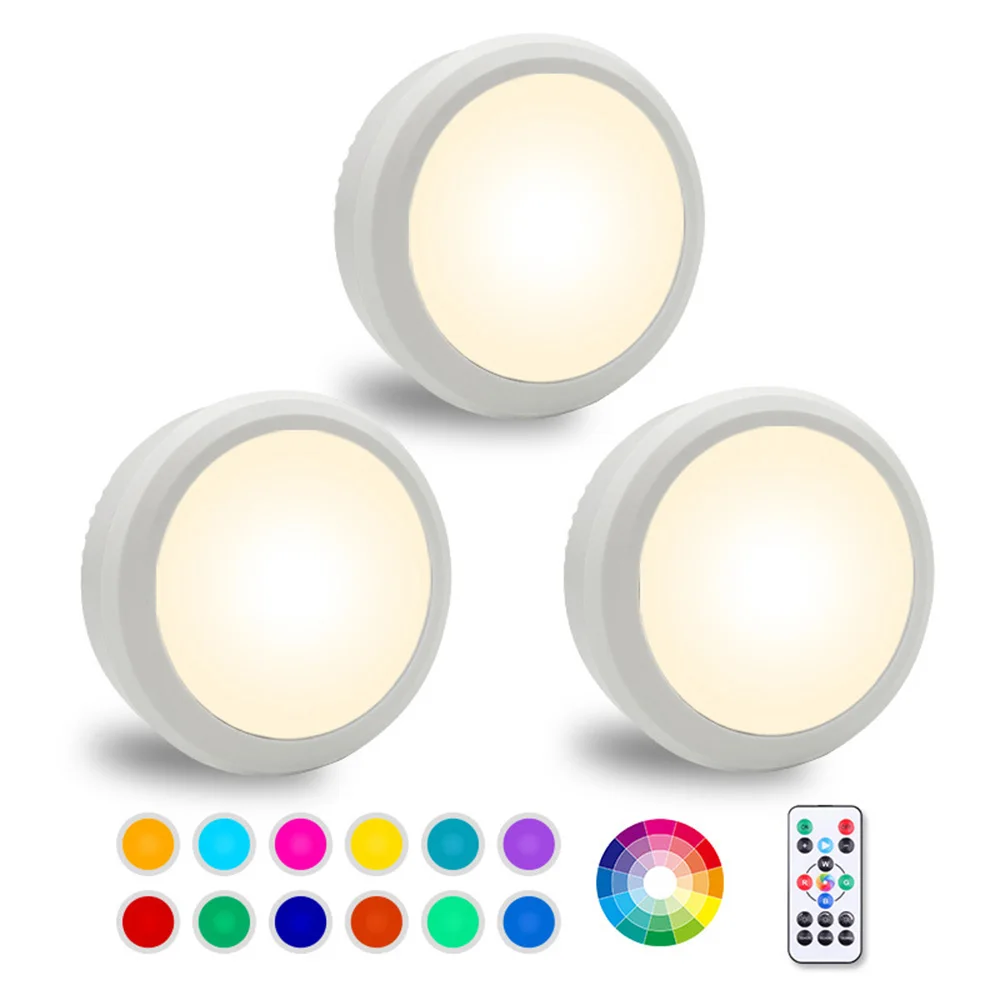 RGB Color LED Under Cabinet Light Wireless Puck Lamp 80MM Battery Powered Home Fairy Decoration for Wedding.Festival,Party
RGB Color LED Under Cabinet Light Wireless Puck Lamp 80MM Battery Powered Home Fairy Decoration for Wedding.Festival,Party