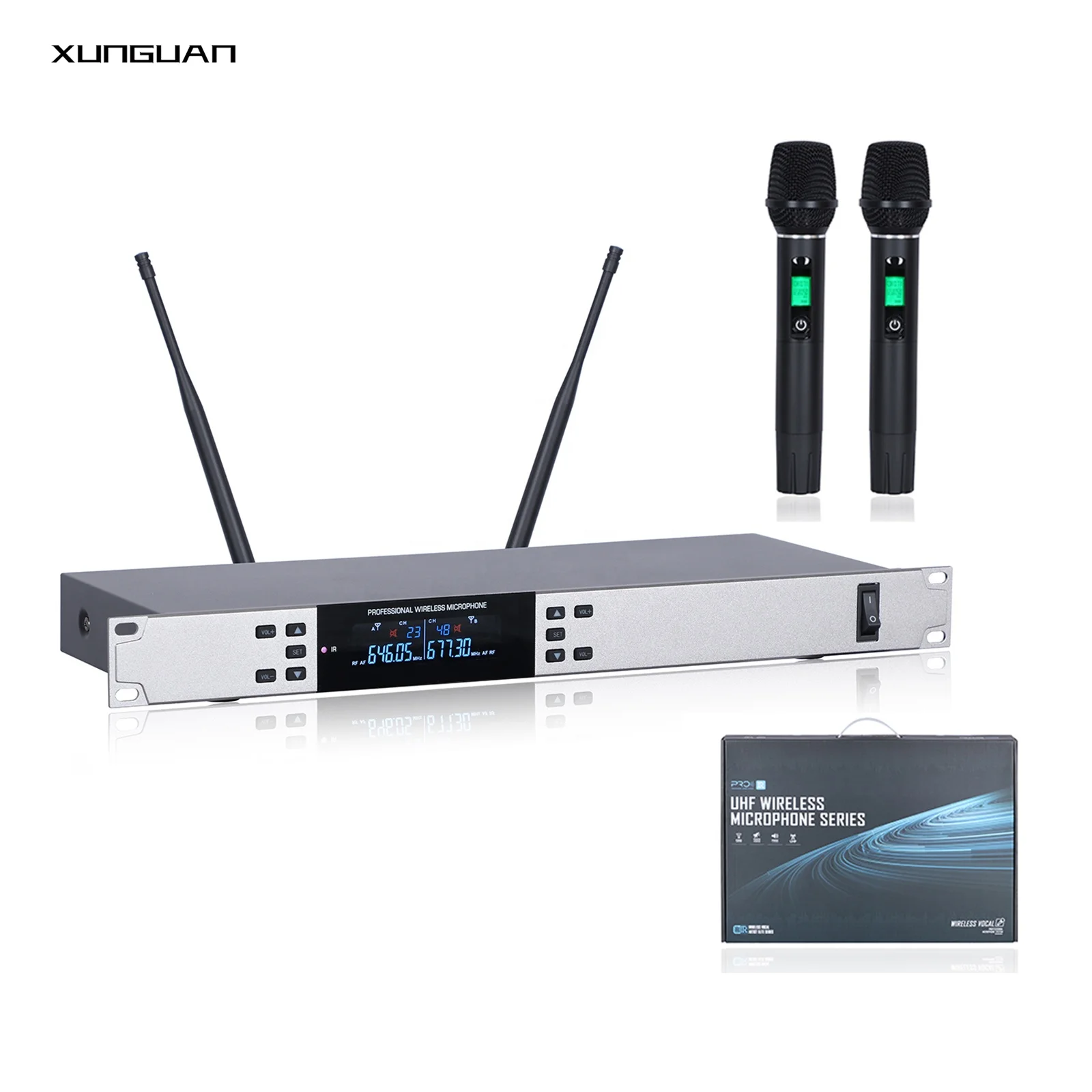 VS2300 Metal Handheld Microfone UHF IR Wireless Microphone 2CH for Singing/Conference/KTV/Party
VS2300 Metal Handheld Microfone UHF IR Wireless Microphone 2CH for Singing/Conference/KTV/Party