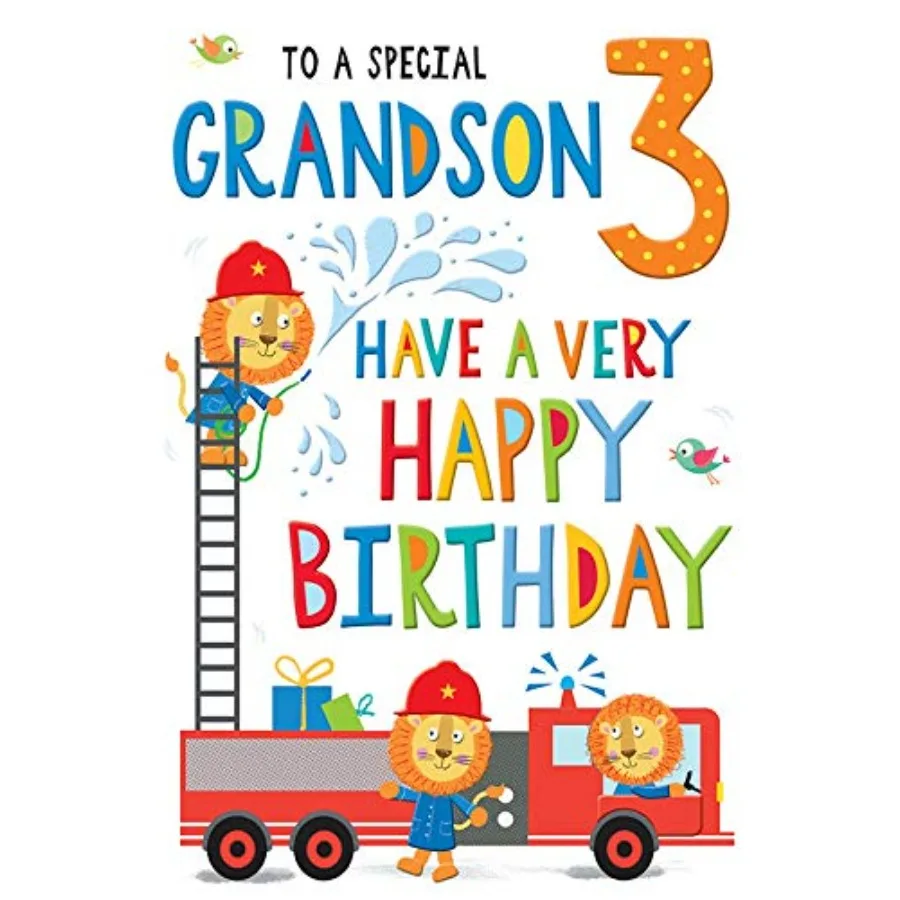 Regal Publishing Juvenile Birthday Card Age 3 Grandson - 9 x 6 inches, Black red White Green Blue
Regal Publishing Juvenile Birthday Card Age 3 Grandson - 9 x 6 inches, Black red White Green Blue