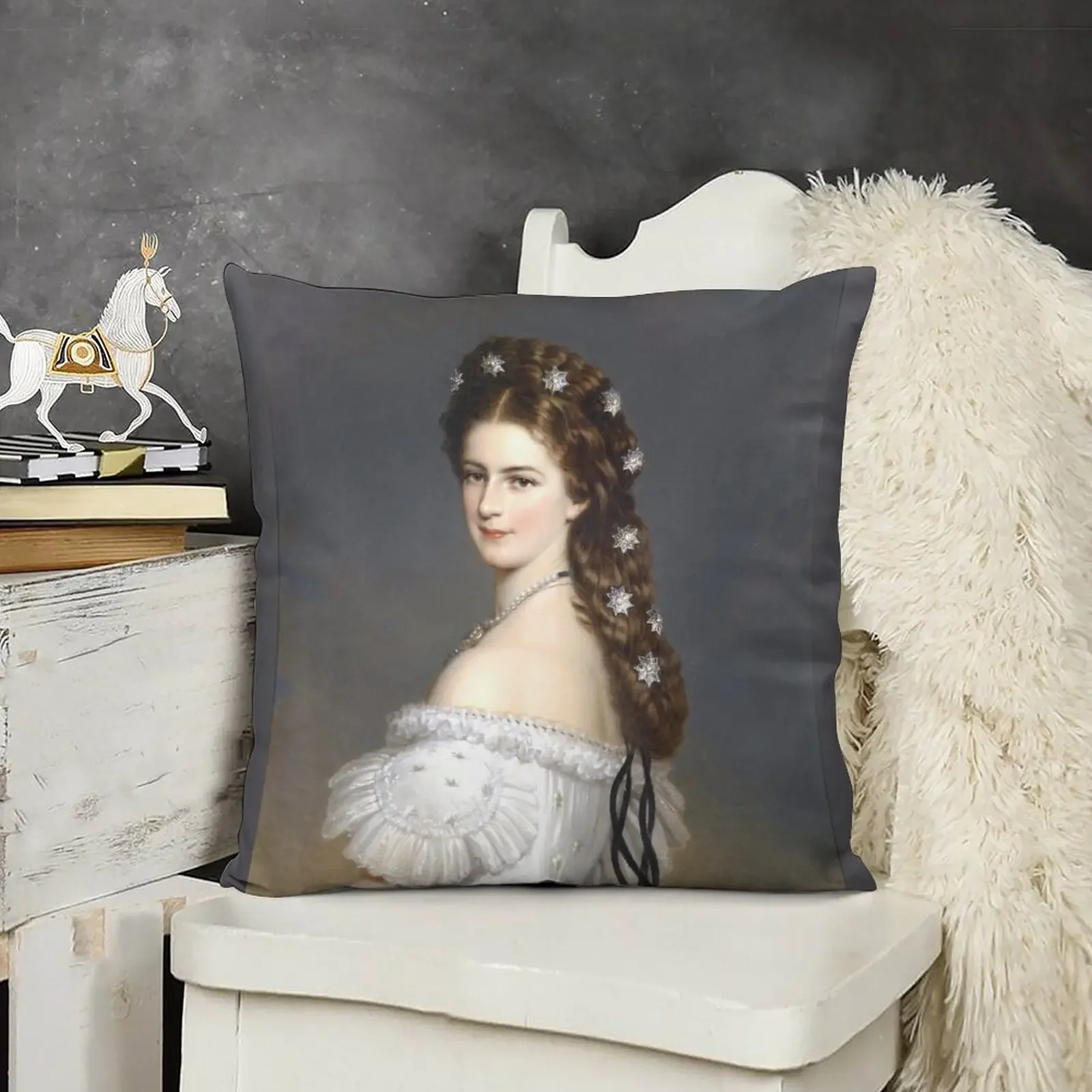 Portrait Of Empress Elisabeth of Austria -The Bavarian Rose—Empress Sissi.Ceremonial Portraits,Drama,by Franz Xaver Throw Pillow
Portrait Of Empress Elisabeth of Austria -The Bavarian Rose—Empress Sissi.Ceremonial Portraits,Drama,by Franz Xaver Throw Pillow