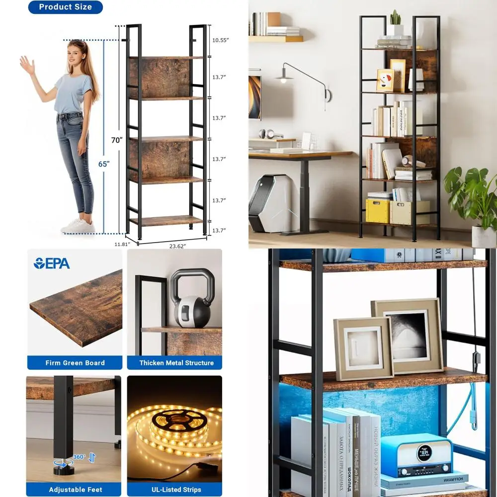 5 Tier Tall LED Book Shelf, 6FT Tall Standing Shelves with RGB Lights, 24'' Wide Lighted Wood Book Shelf 70 Inch Tall, Dimmable
5 Tier Tall LED Book Shelf, 6FT Tall Standing Shelves with RGB Lights, 24'' Wide Lighted Wood Book Shelf 70 Inch Tall, Dimmable