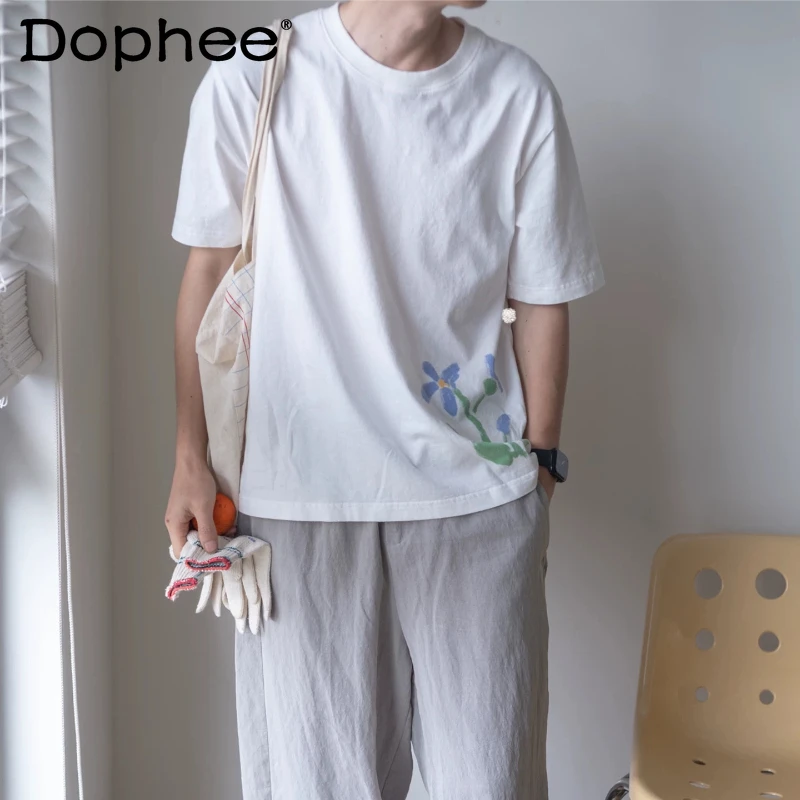 2026 Men's Summer New Fashion Elegant Tees Handsome Hand-painted Flower Print Tops Male Round Neck Short-sleeve Cotton T-shirts
2026 Men's Summer New Fashion Elegant Tees Handsome Hand-painted Flower Print Tops Male Round Neck Short-sleeve Cotton T-shirts