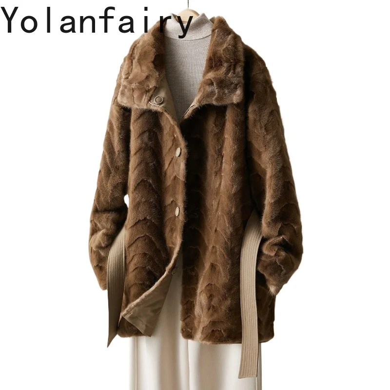 YOLANFAIRY High Quality Splicing Mink Fur Coats for Women Winter Reversible Natural Fur Coat Mid-length Mink Fur Jacket Outwears
YOLANFAIRY High Quality Splicing Mink Fur Coats for Women Winter Reversible Natural Fur Coat Mid-length Mink Fur Jacket Outwears