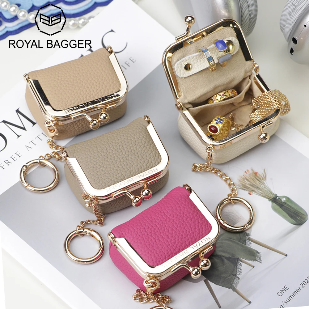 Royal Bagger Genuine Leather Mini Kiss Lock Coin & Jewelry Box, Removable Keychain, Storage for Rings, Earrings, Necklaces 2894
Royal Bagger Genuine Leather Mini Kiss Lock Coin & Jewelry Box, Removable Keychain, Storage for Rings, Earrings, Necklaces 2894