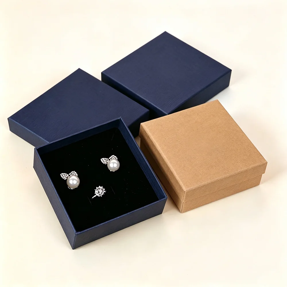5/12pack Jewelry Packaging Boxes Cardboard Jewelry Gift Display Box Bulk 10x10x3.5cm Rings Earrings Necklaces Thick Paper Cases