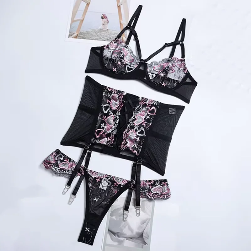 New Women Sexy Lingerie Strap Lace Sheer Bralette and Panty Sexy Set Bra Ladies Romantic Lingeries Femmes Embroidered Underwear
New Women Sexy Lingerie Strap Lace Sheer Bralette and Panty Sexy Set Bra Ladies Romantic Lingeries Femmes Embroidered Underwear