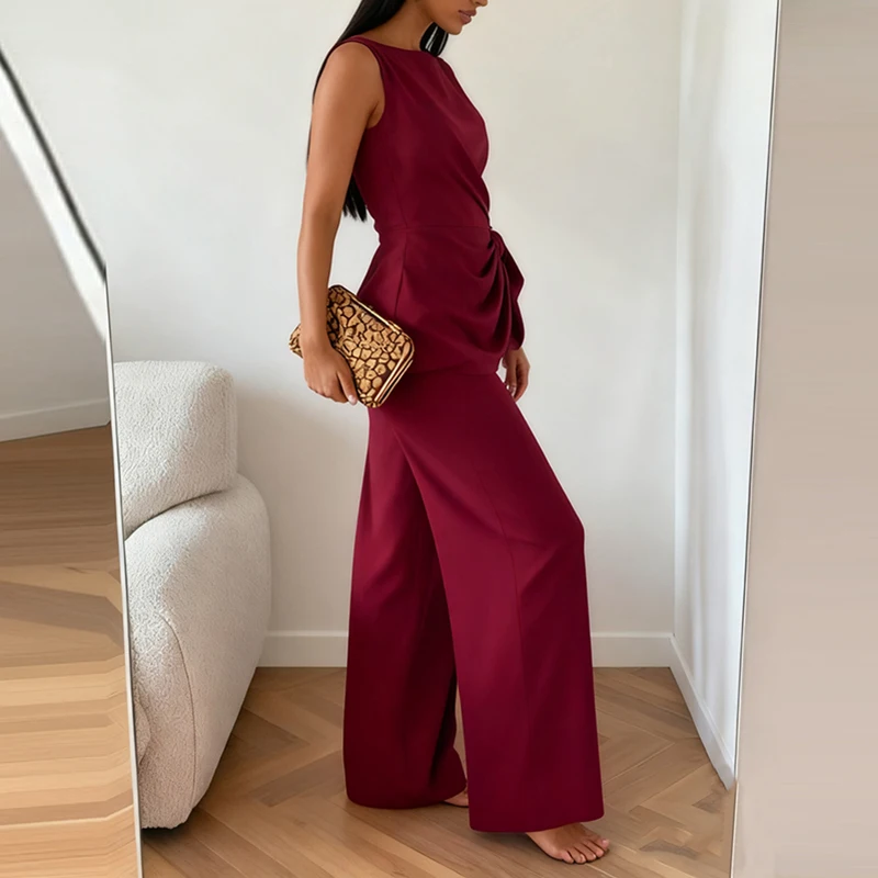 2026 Summer Fashion Simple Draped Party Romper Women Casual Hight Waist Solid Playsuits Elegant O-neck Sleeveless Long Jumpsuit
2026 Summer Fashion Simple Draped Party Romper Women Casual Hight Waist Solid Playsuits Elegant O-neck Sleeveless Long Jumpsuit
