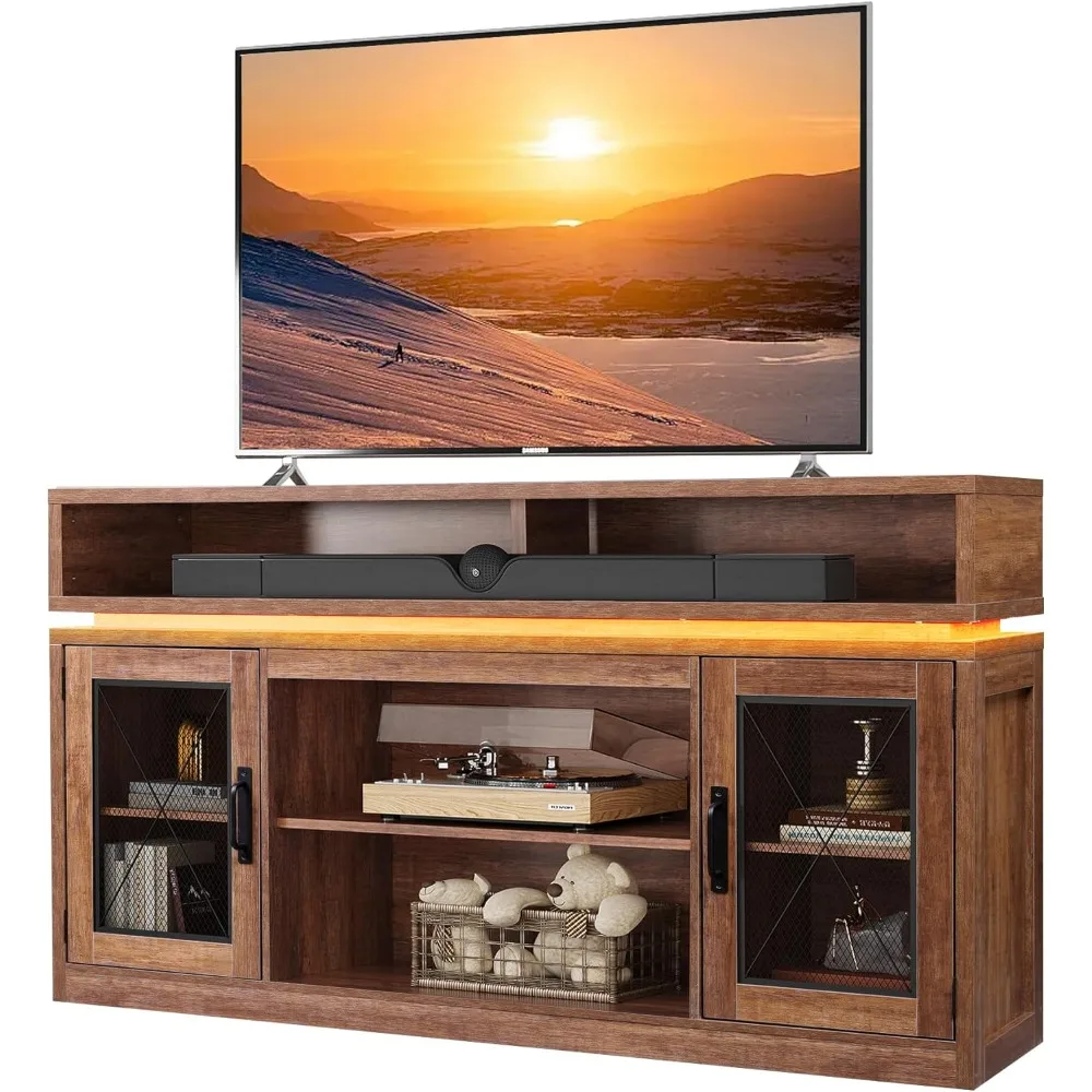 TV Stand up to 65 Inch TV, 58" Entertainment Center with LED Lights, Farmhouse TV Media Console with Storage Cabinets
TV Stand up to 65 Inch TV, 58" Entertainment Center with LED Lights, Farmhouse TV Media Console with Storage Cabinets