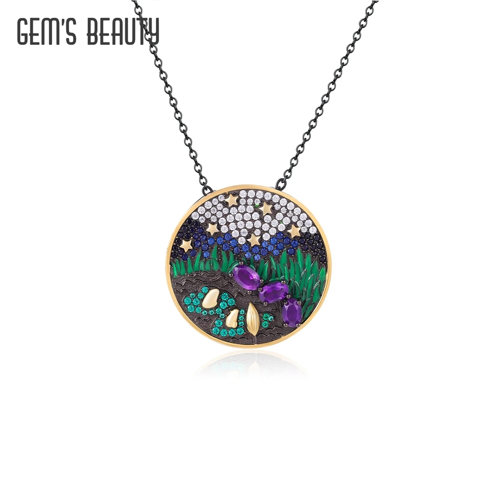 GEM'S BEAUTY Oil Painting 925 Sterling Silver Pendant Necklace For Women Chain Link Amethyst Birthday Present Anniversary Gift
GEM'S BEAUTY Oil Painting 925 Sterling Silver Pendant Necklace For Women Chain Link Amethyst Birthday Present Anniversary Gift