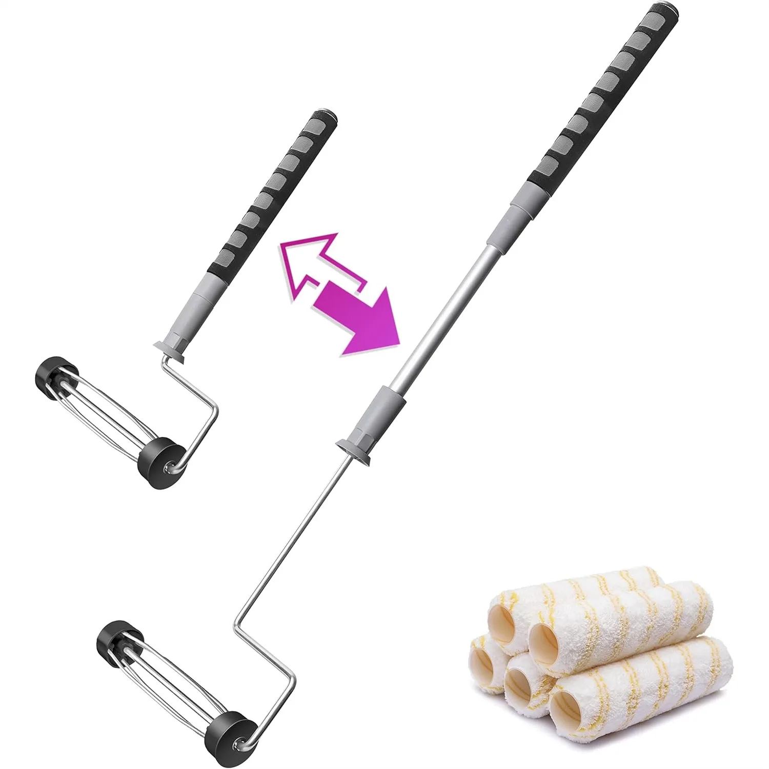 6pcs House Paint Roller Kit, 9 inch Extendable Roller Frame with 5 Microfiber Roller Covers 1/2" Nap, Adjustable Painting Roller
6pcs House Paint Roller Kit, 9 inch Extendable Roller Frame with 5 Microfiber Roller Covers 1/2" Nap, Adjustable Painting Roller