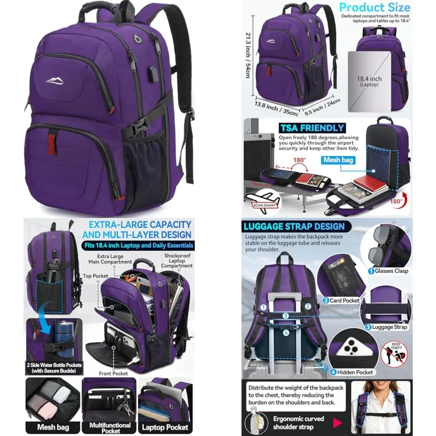 Travel Backpack, Extra Large Laptop Backpack School Business Anti Theft TSA Approved College Work Computer Bag Fits Laptop with
Travel Backpack, Extra Large Laptop Backpack School Business Anti Theft TSA Approved College Work Computer Bag Fits Laptop with