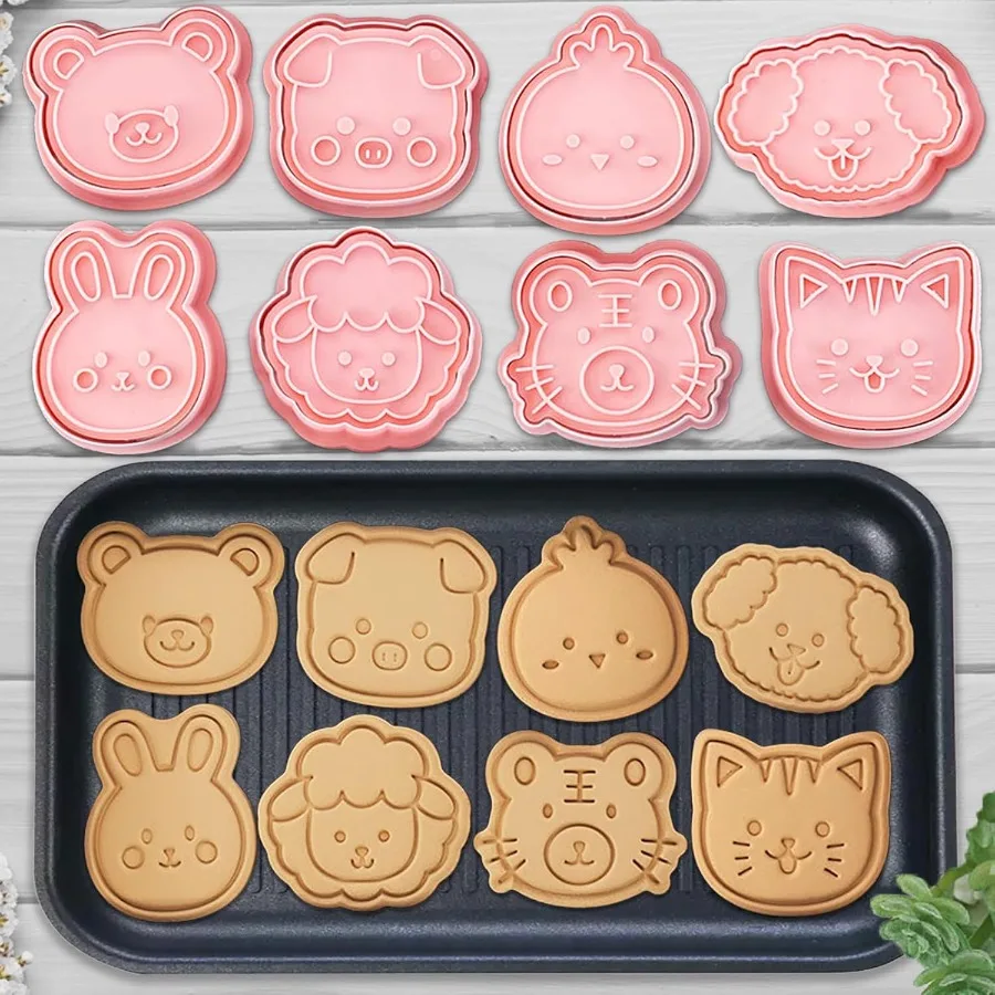 8 Mini Animal Ce Cutters Set 3D Raised Design Animal Embossing Stamps Bear Pig Chicken Dog Rabbit Sheep Tiger Cat Baking Molds
8 Mini Animal Ce Cutters Set 3D Raised Design Animal Embossing Stamps Bear Pig Chicken Dog Rabbit Sheep Tiger Cat Baking Molds
