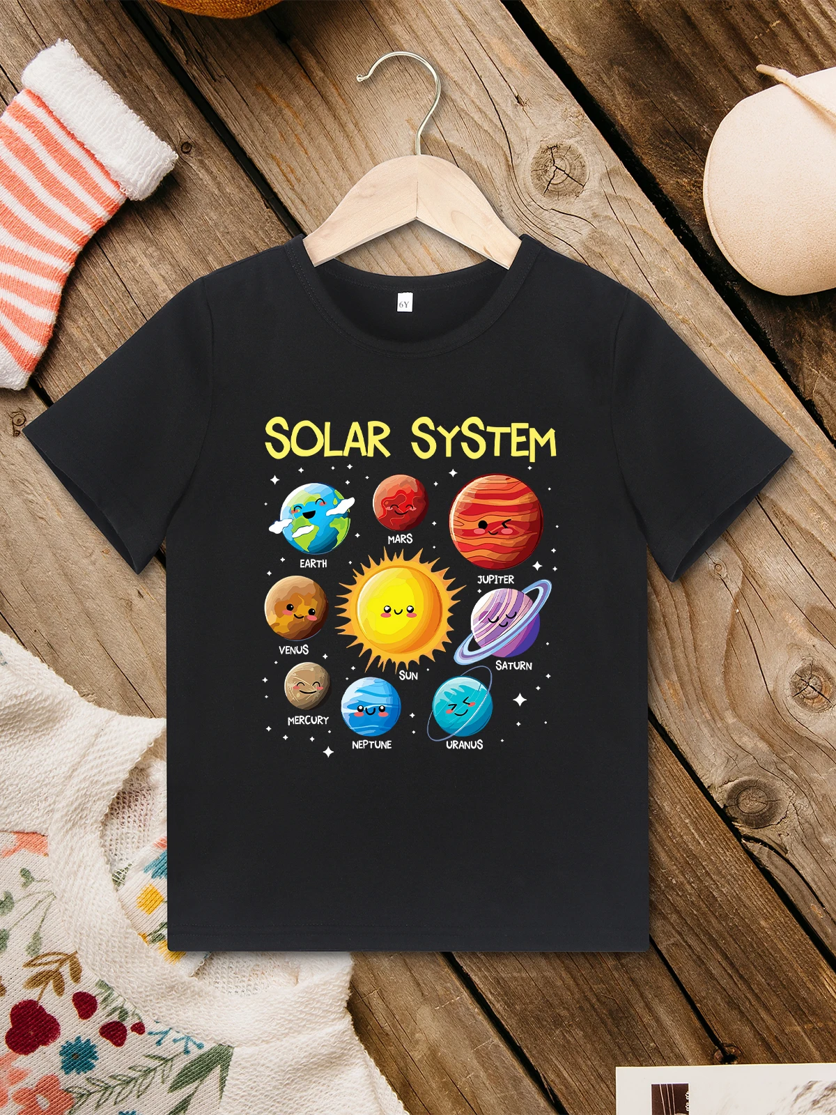 Solar System Pattern Cartoon Cute Boys Clothes 2 to 7 Years Toddler Tee Shirt Trend New Summer Black T-shirt for Kids
Solar System Pattern Cartoon Cute Boys Clothes 2 to 7 Years Toddler Tee Shirt Trend New Summer Black T-shirt for Kids