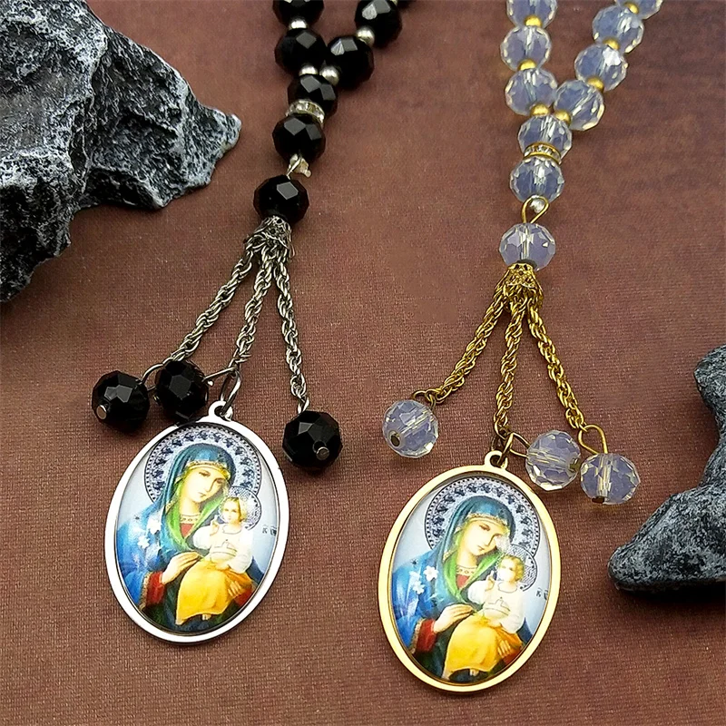 Virgin Mary Baby Jesus Glass Medal Car Pendant for Women Men Stainless Steel OUR LADY Catholic Amulet Prayer Beads Chain Jewelry
Virgin Mary Baby Jesus Glass Medal Car Pendant for Women Men Stainless Steel OUR LADY Catholic Amulet Prayer Beads Chain Jewelry
