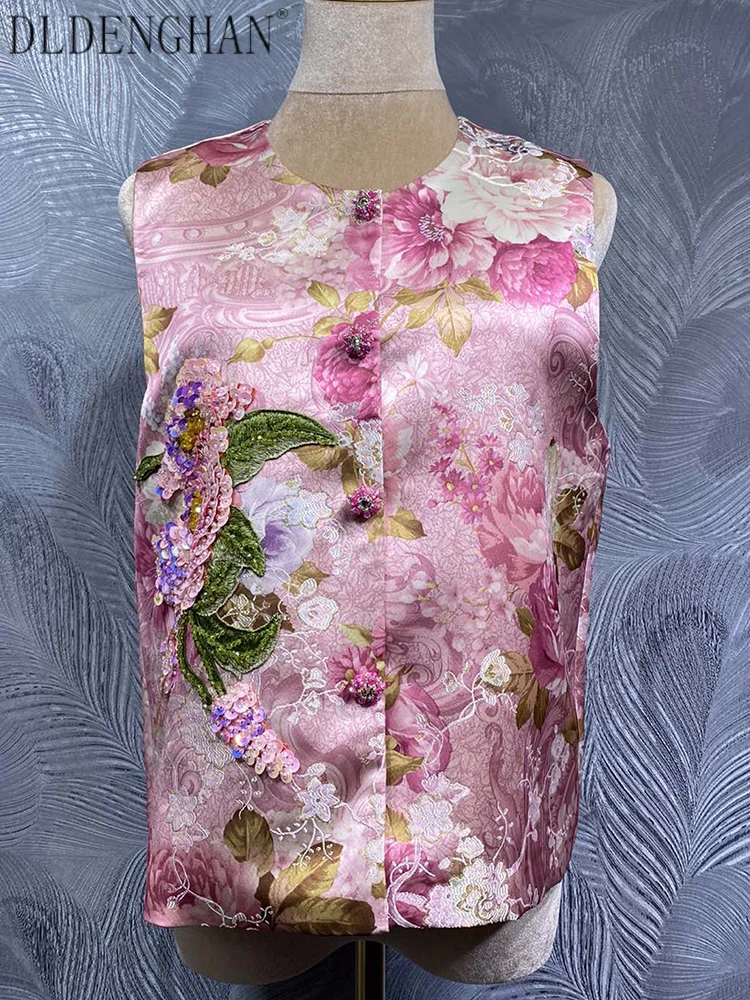 DLDENGHAN Sequin Applique Top For Women O-Neck Sleeveless Crystal Button Floral Print Chinese Style Top Summer Fashion Female
DLDENGHAN Sequin Applique Top For Women O-Neck Sleeveless Crystal Button Floral Print Chinese Style Top Summer Fashion Female