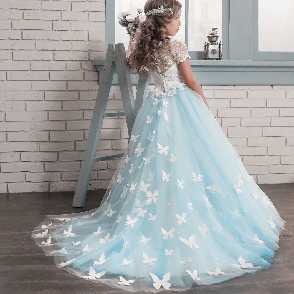 Blue Lovely Flower Girl Dresses Light Green Lace Appliques Butterfly Short Sleeve For Wedding Birthday GIft First Communion Gown
Blue Lovely Flower Girl Dresses Light Green Lace Appliques Butterfly Short Sleeve For Wedding Birthday GIft First Communion Gown