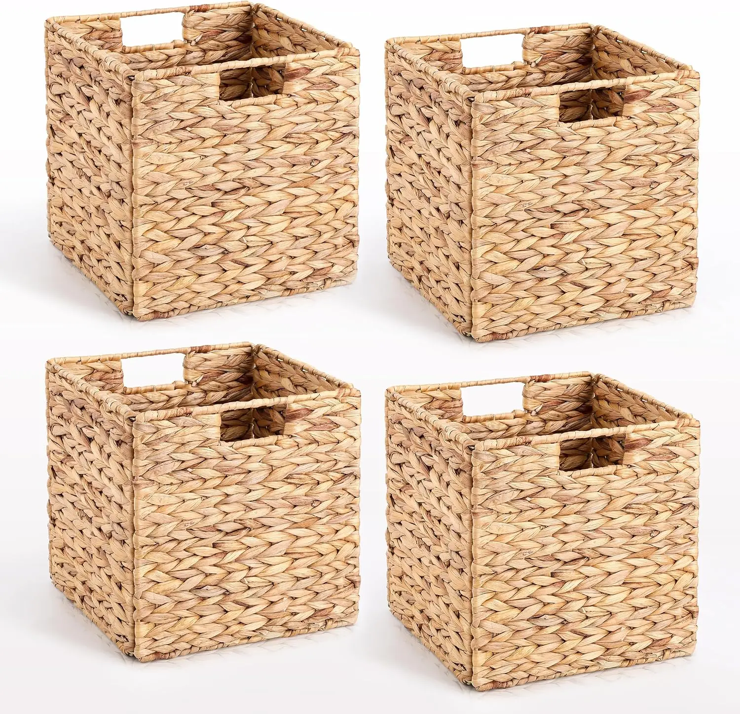 Wicker Storage Baskets, Foldable Water Hyacinth for 11x11 Cube Shelves, Set of 4
Wicker Storage Baskets, Foldable Water Hyacinth for 11x11 Cube Shelves, Set of 4