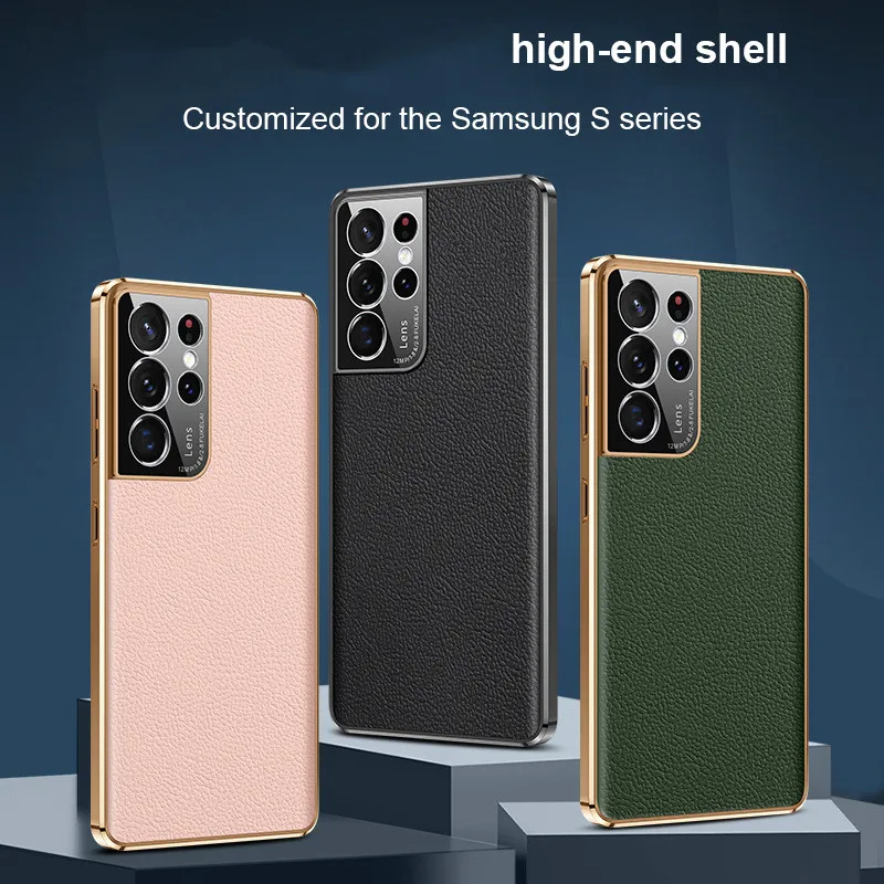 Чехлы из натуральной кожи для телефонов Samsung Galaxy S23, S22, S21 Ultra, S23, S22 Plus, защитный чехол с гальваническим покрытием для бизнеса и объектива камеры
Чехлы из натуральной кожи для телефонов Samsung Galaxy S23, S22, S21 Ultra, S23, S22 Plus, защитный чехол с гальваническим покрытием для бизнеса и объектива камеры