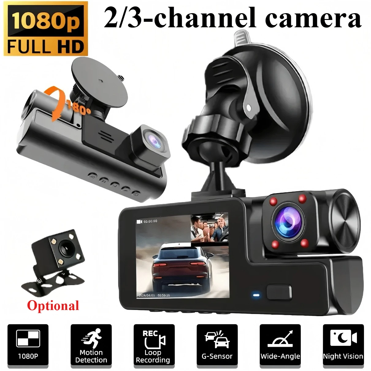 Three-Camera Dash Cam (Front/Interior/Rear), 1080p In-Car Camera, with Parking Mode, Universal Fit
Three-Camera Dash Cam (Front/Interior/Rear), 1080p In-Car Camera, with Parking Mode, Universal Fit